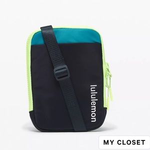 Lululemon Colorblock Crossbody/ Navy blue, bright blue, & light neon green